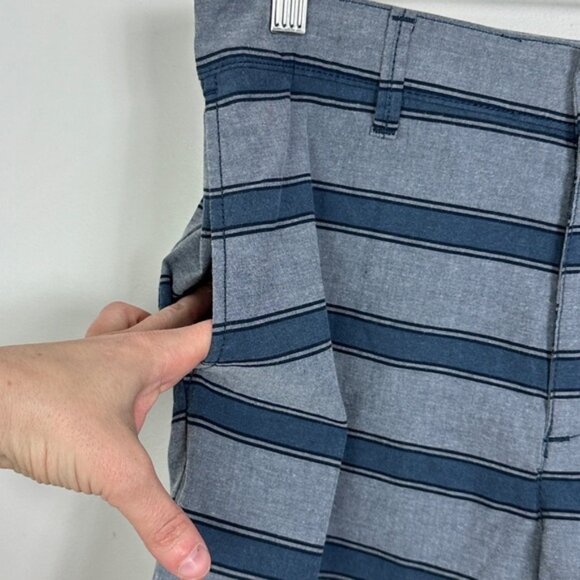 NWT Original Penguin 8inch Striped Chino Shorts Slim Fit Stretch Blue Size 33 Be - Picture 4 of 14